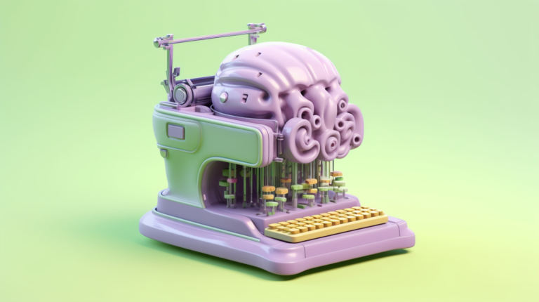 Brein als typemachine gemaakt met Midjourney.