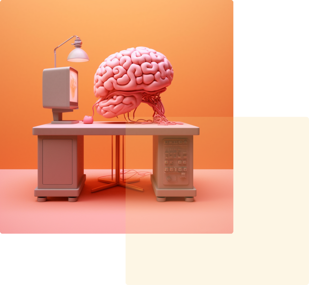 Brein achter computer gemaakt met Artificial Intelligence.